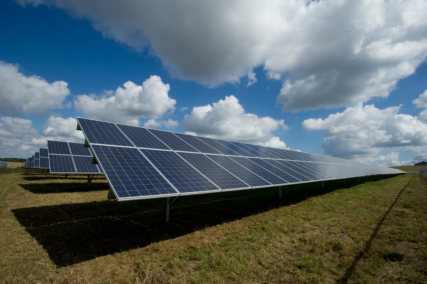 Solar panels in a green field in the Netherlands